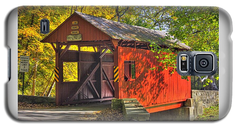 Henry Covered Bridge Galaxy S5 Case featuring the photograph PA Country Roads - Henry Covered Bridge Over Mingo Creek No. 3A - Autumn Washington County by Michael Mazaika