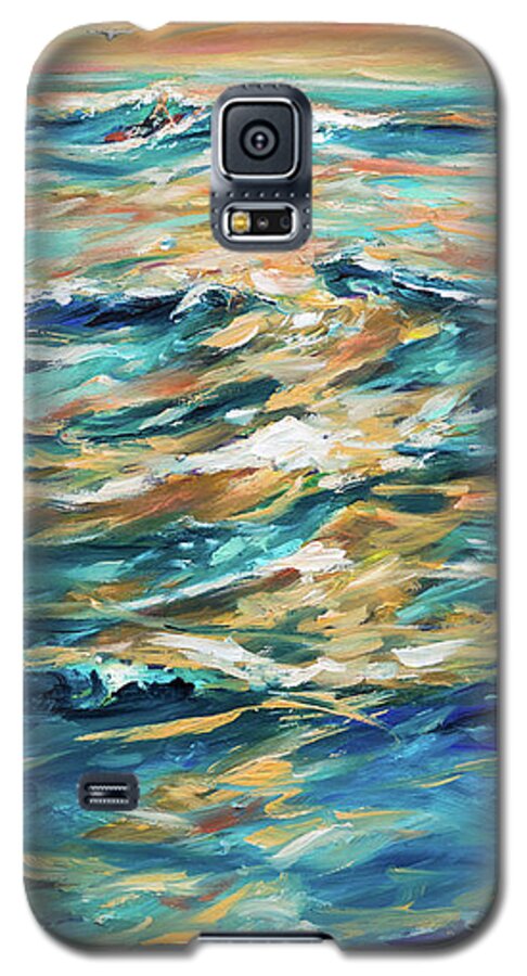 Surf Galaxy S5 Case featuring the painting Paddling Out at Sunset by Linda Olsen