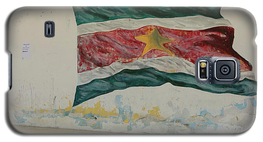 Flag Galaxy S5 Case featuring the photograph Painted flag of Suriname by Patricia Hofmeester