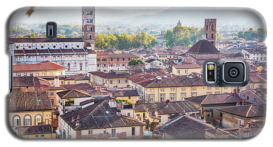 Italy Galaxy S5 Case featuring the photograph panorama of old town Lucca, Italy by Ariadna De Raadt