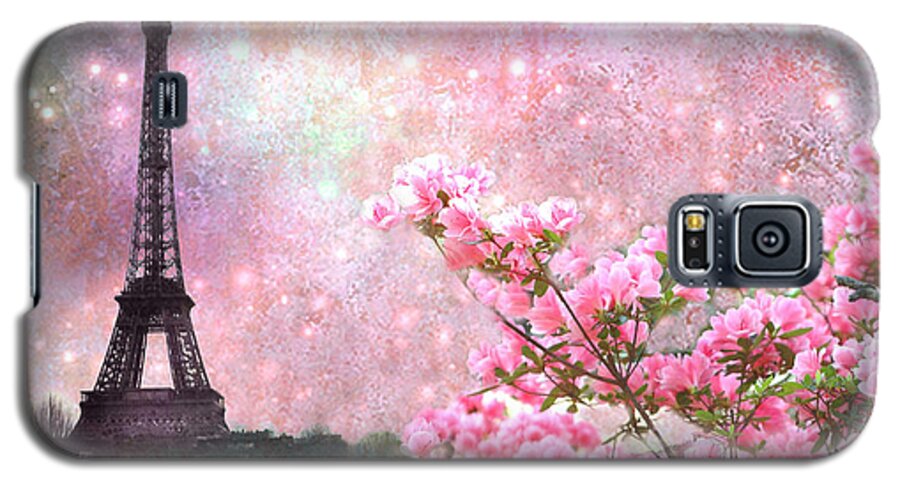 Paris Galaxy S5 Case featuring the photograph Paris Eiffel Tower Cherry Blossoms - Paris Spring Eiffel Tower Pink Cherry Blossoms by Kathy Fornal