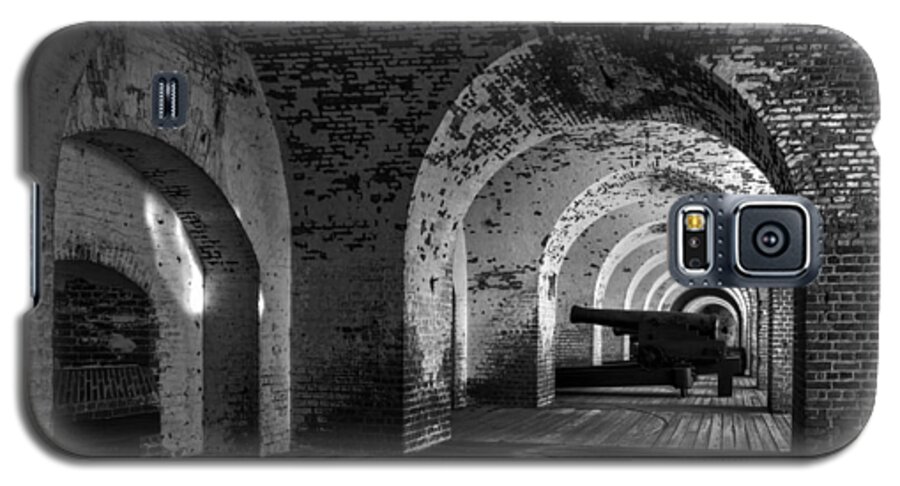 Fort Pulaski Galaxy S5 Case featuring the photograph Passageways of Fort Pulaski in Black and White by Greg and Chrystal Mimbs