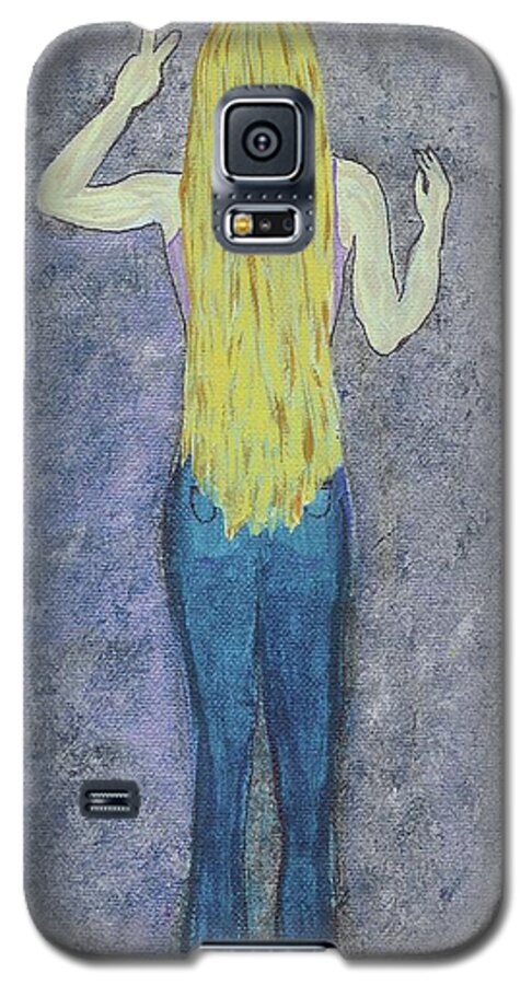 Hippie Galaxy S5 Case featuring the mixed media Peace by Desiree Paquette