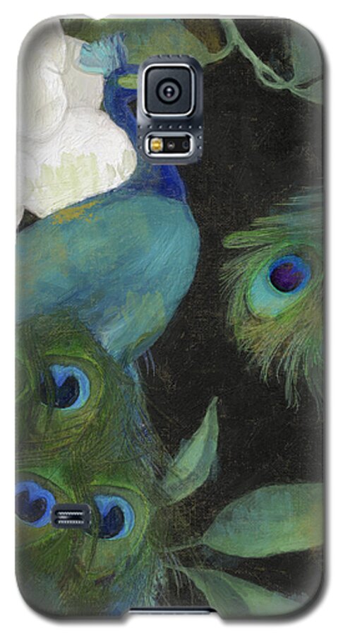 Peacock Galaxy S5 Case featuring the painting Peacock and Magnolia II by Mindy Sommers