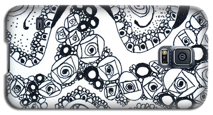 Zentangle Galaxy S5 Case featuring the drawing Pebbles by Carole Brecht