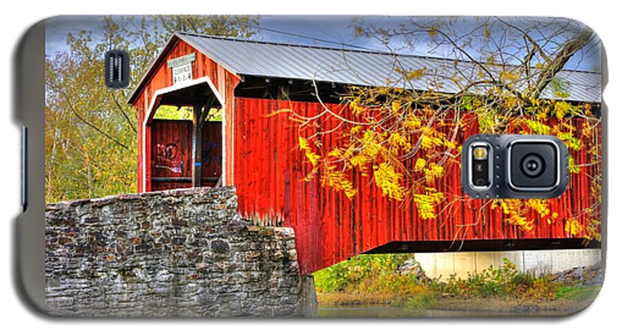 Dellville Covered Bridge Galaxy S5 Case featuring the photograph Pennsylvania Country Roads - Dellville Covered Bridge Over Sherman Creek No. 13 - Perry County by Michael Mazaika