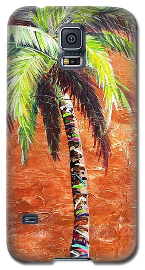 Copper Galaxy S5 Case featuring the painting Penny Palm by Kristen Abrahamson