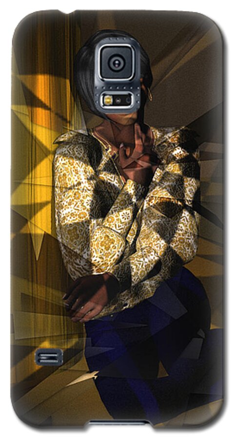 Cubist Woman Galaxy S5 Case featuring the digital art Pensive Woman by Judi Suni Hall