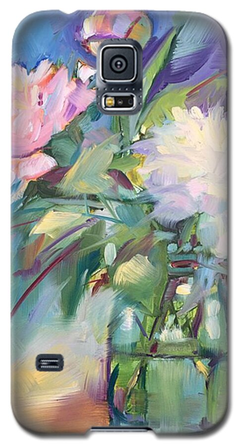 Peonies Galaxy S5 Case featuring the painting Peonies in jar by Rebecca Matthews