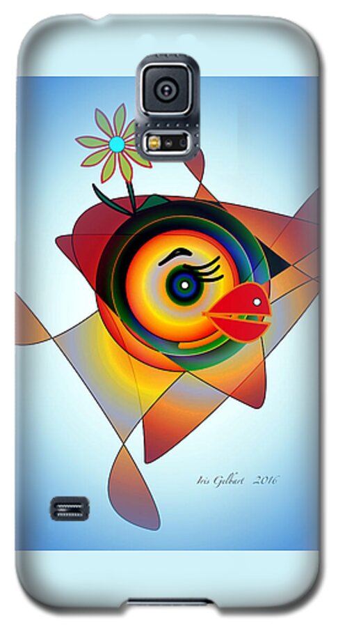 Cartoon Galaxy S5 Case featuring the digital art Petunia Parrot 2 by Iris Gelbart