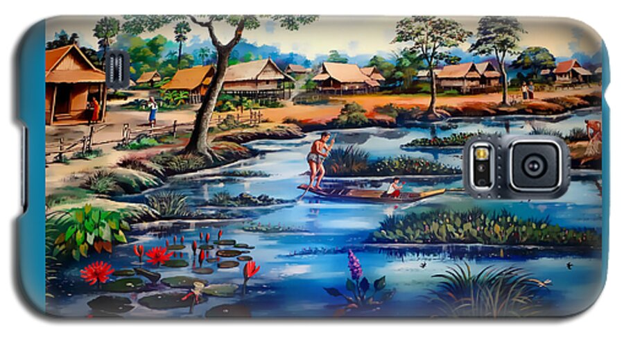 Thailand Galaxy S5 Case featuring the painting Picking Lotus Flowers by Ian Gledhill