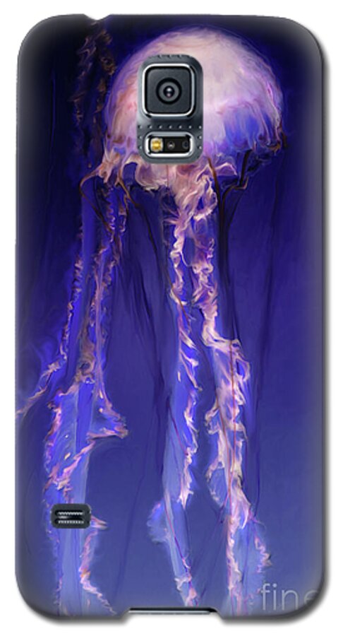 Jellyfish Galaxy S5 Case featuring the digital art Pink and Purple Jellyfish by Lisa Redfern