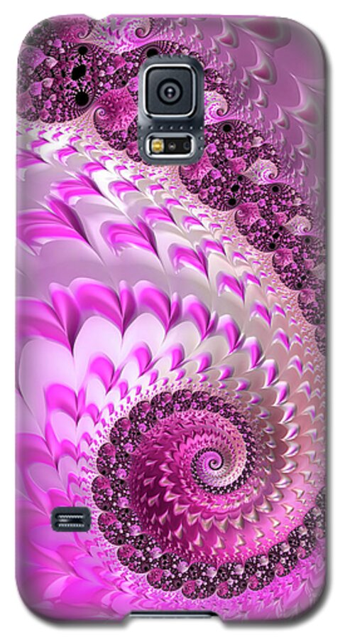 Pink Galaxy S5 Case featuring the digital art Pink spiral with lovely hearts by Matthias Hauser