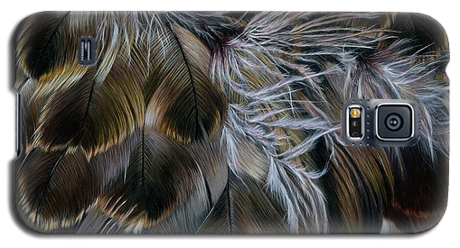 Bird Galaxy S5 Case featuring the painting Plumas de Oro by Rosellen Westerhoff