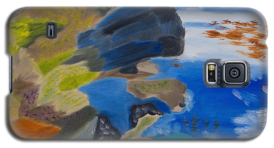 California Ocean Scape Galaxy S5 Case featuring the painting Cliffs Of Point Lobos CA by Meryl Goudey