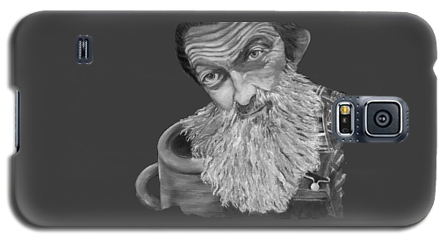 T-shirts Galaxy S5 Case featuring the painting Popcorn Sutton Black and White Transparent - T-Shirts by Jan Dappen
