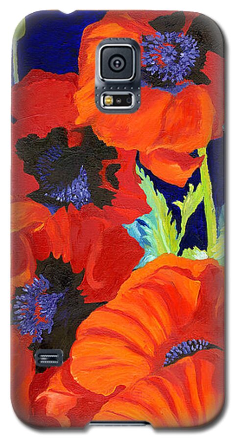 Orange Poppies Galaxy S5 Case featuring the painting Poppies by Brenda Beck Fisher