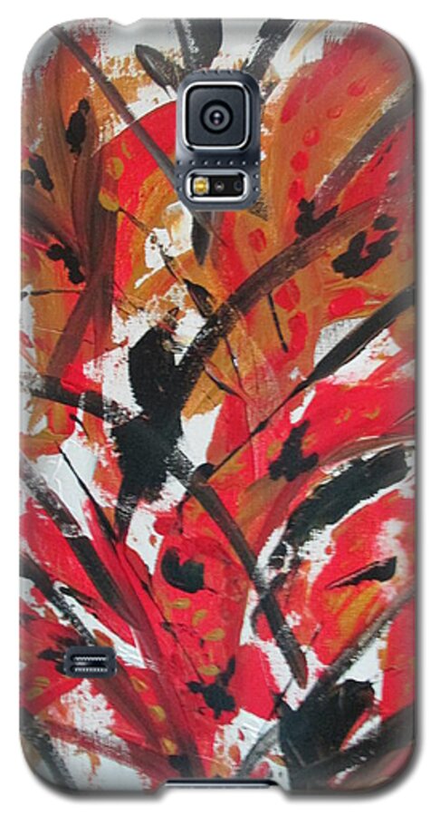 Abstract Galaxy S5 Case featuring the painting Poppy Storm by Sharyn Winters