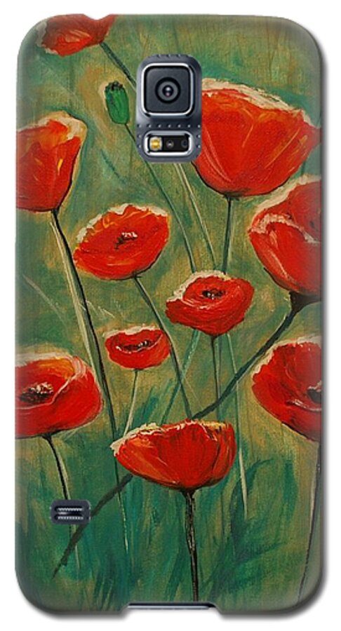 Poppy Galaxy S5 Case featuring the painting Poppy Surprise by Leslie Allen