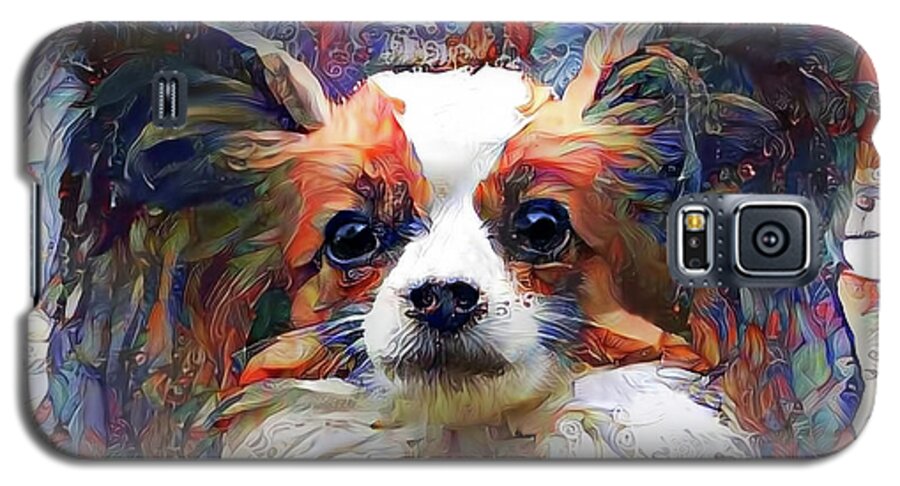Papillon Galaxy S5 Case featuring the digital art Poppy the Papillon Dog by Peggy Collins