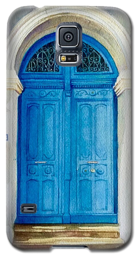 Porte Galaxy S5 Case featuring the painting Porte Bleue de l'Ancien Notaire by Francoise Chauray