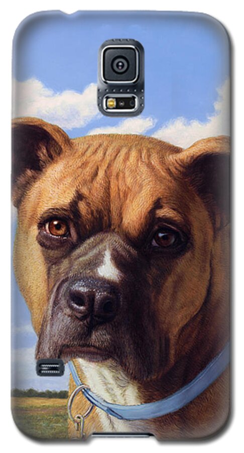 Boxer Galaxy S5 Case featuring the painting Portrait of a Sweet Boxer by James W Johnson