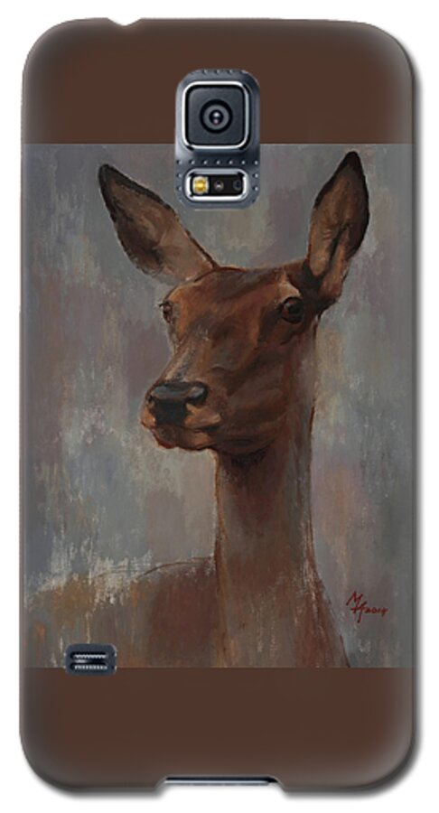 Doe Galaxy S5 Case featuring the painting Portrait of a Young Doe by Attila Meszlenyi