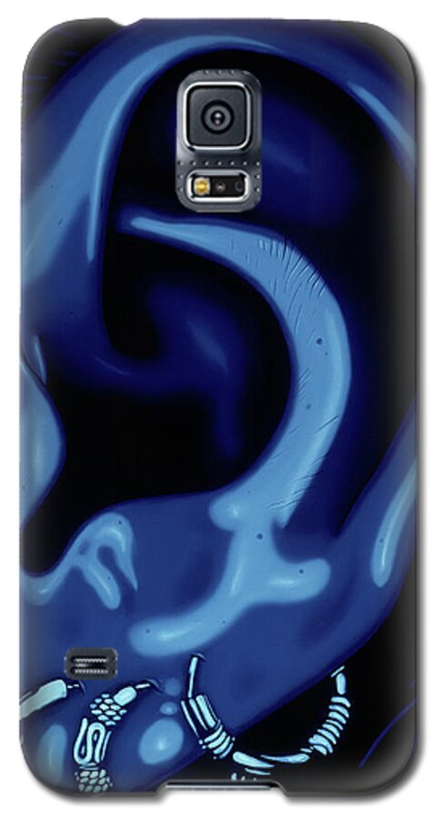  Galaxy S5 Case featuring the painting Portrait of my Ear in Blue by Paxton Mobley