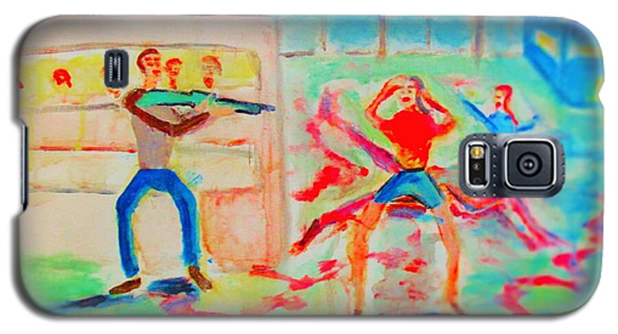 Prevention Galaxy S5 Case featuring the painting Prevention of Shootings Memorial by Stanley Morganstein