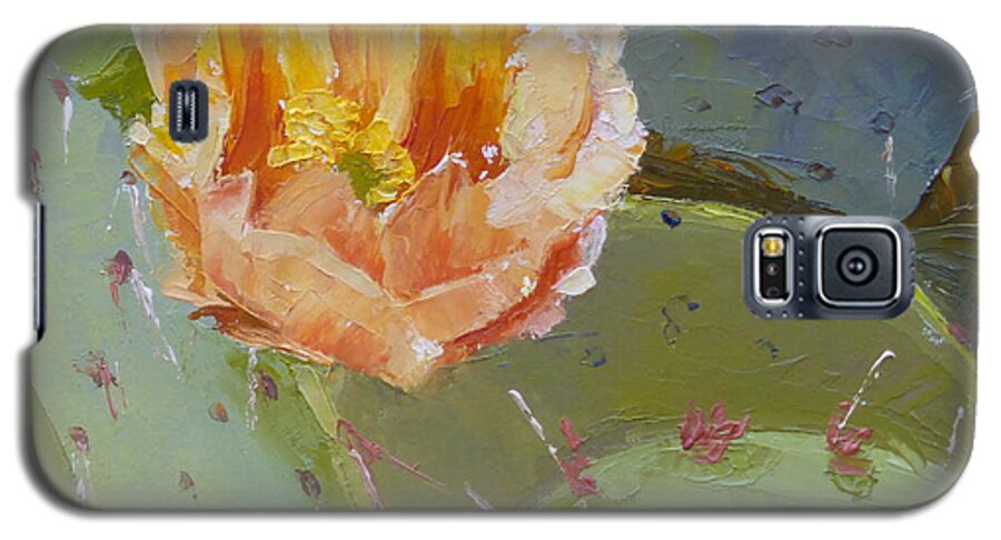 Oil Painting Galaxy S5 Case featuring the painting Prickly Pear Blossom by Susan Woodward