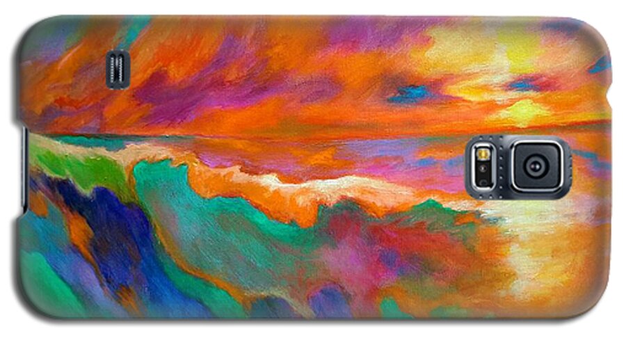 Landscape Galaxy S5 Case featuring the painting Psychedelic Sea by Alison Caltrider