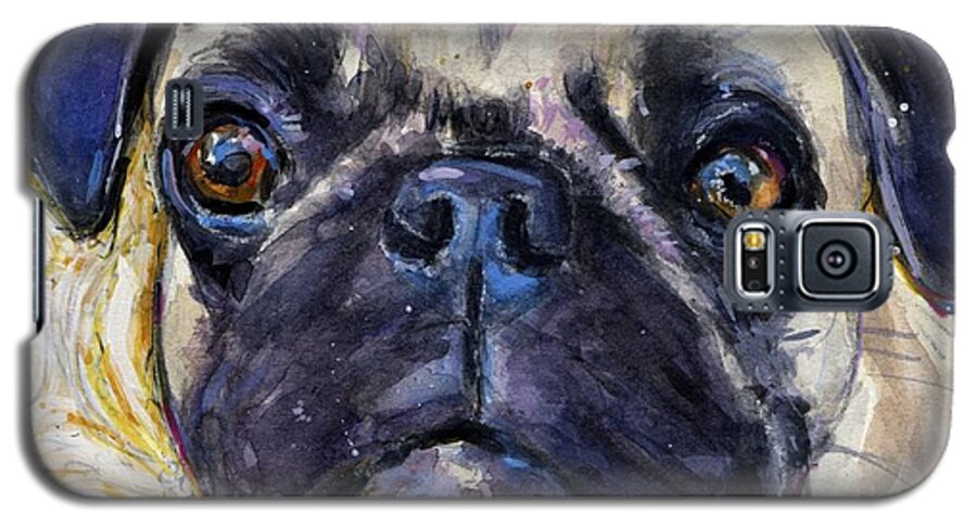 Pug Galaxy S5 Case featuring the painting Pug Mug by Molly Poole