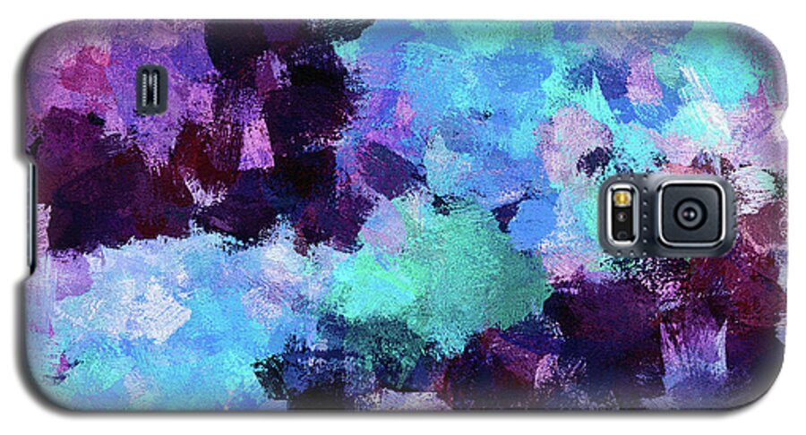 Abstract Galaxy S5 Case featuring the painting Purple and Blue Abstract Art by Inspirowl Design