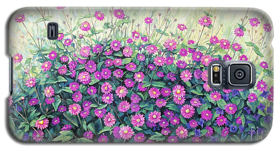 Flowers Galaxy S5 Case featuring the painting Purple and Pink Flowers by Robert Corsetti