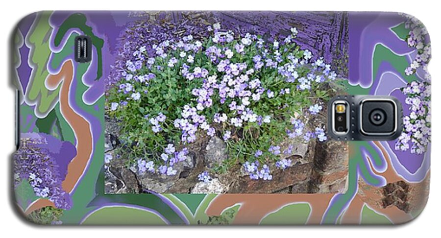 Purple Galaxy S5 Case featuring the digital art Purple Flower Textured Photo 1028d by Julia Woodman