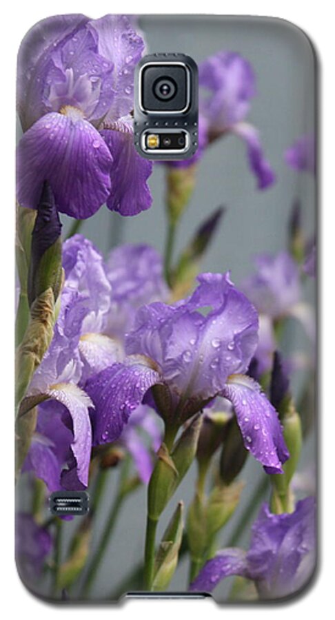 Purple Iris Galaxy S5 Case featuring the photograph Purple Irises by Lauri Novak