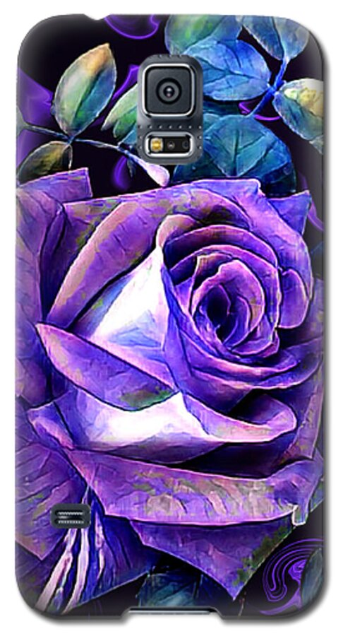 Digital Art Galaxy S5 Case featuring the digital art Purple Rose Bud Painting by Artful Oasis