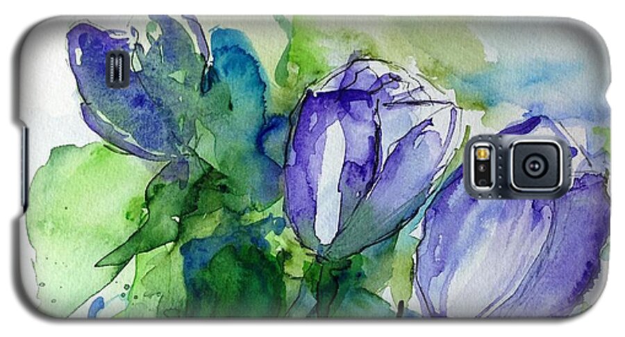 Flower Galaxy S5 Case featuring the painting purple Tulips by Britta Zehm