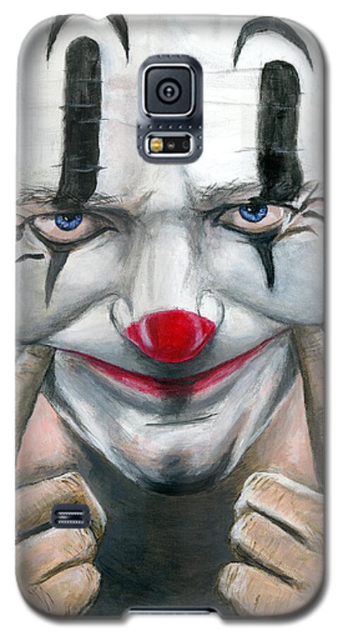 Clown Galaxy S5 Case featuring the painting Put on a Happy Face by Matthew Mezo