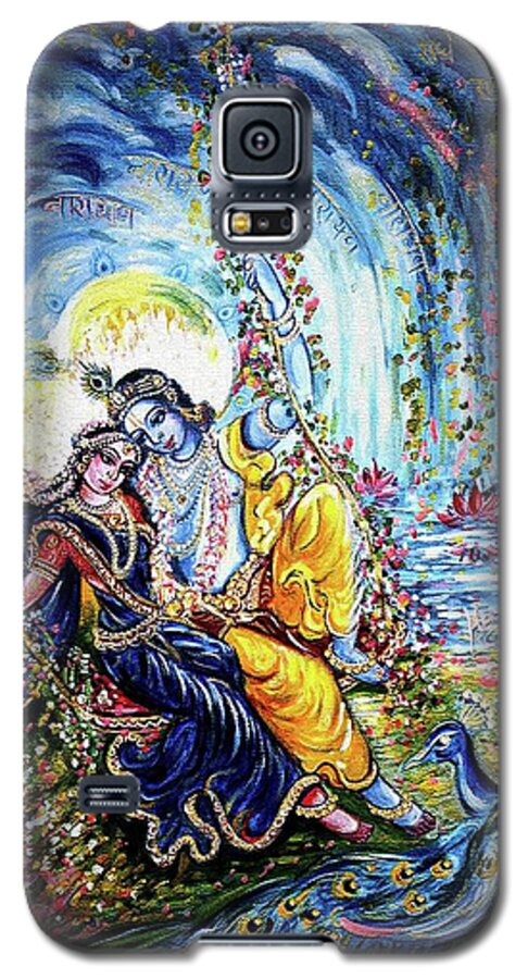 Krishna Galaxy S5 Case featuring the painting Radha Krishna Jhoola Leela by Harsh Malik