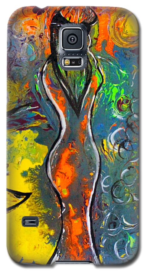 Sun Galaxy S5 Case featuring the painting RainsunBow by Artista Elisabet