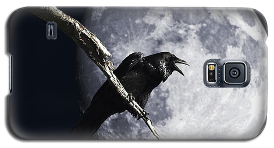 Wingsdomain Galaxy S5 Case featuring the photograph Raven Barking at the Moon by Wingsdomain Art and Photography