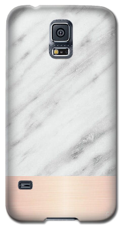 Marble Galaxy S5 Case featuring the mixed media Real Italian Marble and Pink by Emanuela Carratoni