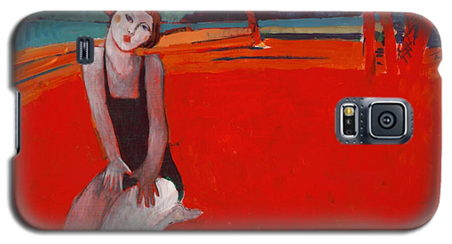 Figure Galaxy S5 Case featuring the painting Red Beach Two by Thomas Tribby