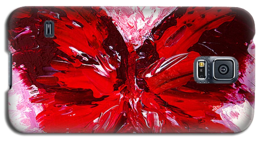 Red Galaxy S5 Case featuring the painting Red Butterfly by Patricia Awapara