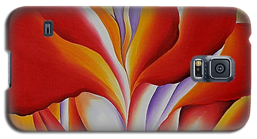 Red Galaxy S5 Case featuring the painting Red Canna by Georgia OKeefe