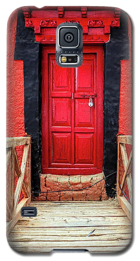 Asia Galaxy S5 Case featuring the photograph Red door at a monastery by Alexey Stiop