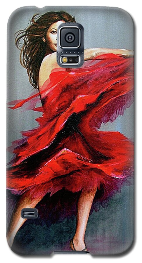 Dancer Art Galaxy S5 Case featuring the painting Red Dress by Joan Garcia