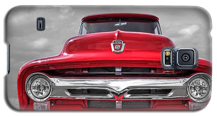 Ford F100 Galaxy S5 Case featuring the photograph Red Ford F-100 Head On by Gill Billington
