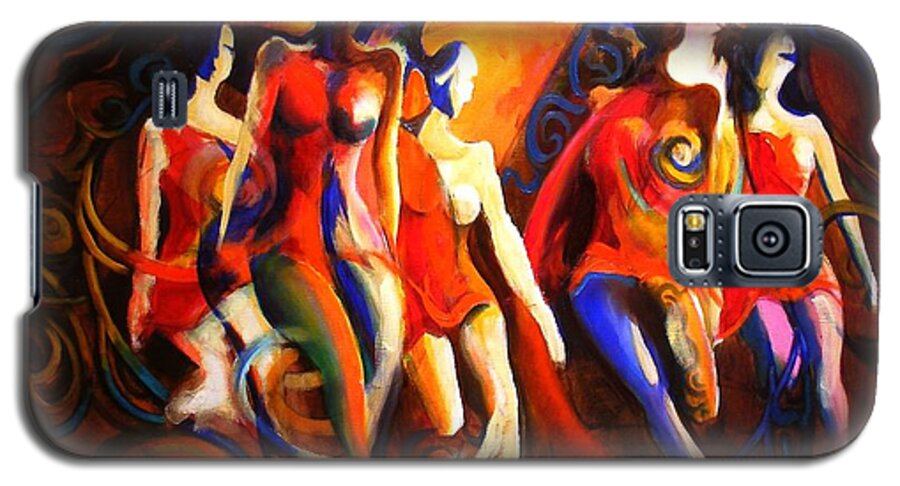 Red Harmony Dance Dancing Movement Dancers Irish Galaxy S5 Case featuring the painting Red by Georg Douglas